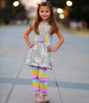 AnnLoren Little Toddler Big Girls' Unicorns Rainbow Dress Leggings Boutique Clothing Set