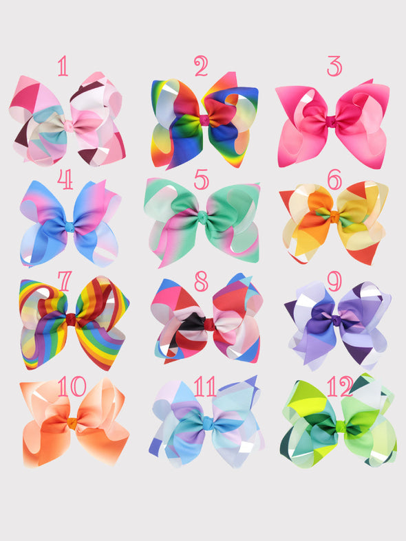 5 Inch Trendy Hair Bow- RAINBOW! MANY COLORS!