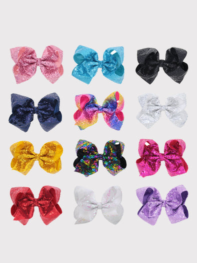 8" Jumbo Sequin Bows - MANY COLORS!