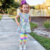 AnnLoren Little Toddler Big Girls' Unicorns Rainbow Dress Leggings Boutique Clothing Set
