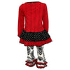 AnnLoren Girls Boutique Winter Damask Holiday Heart Polka Dots Herringbone Tunic and Legging Set