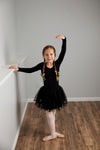 Black Tutu For Girls With Pom Poms and Bow Hair Tie | 2Pcs Set