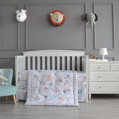 Nipperland® A is for Apple 3-Piece Crib Bedding Set in White