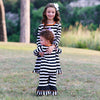 AnnLoren Baby Girls Friendly Ghost Halloween Striped Cotton Romper