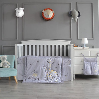 Nipperland® 4-Piece Giraffe the Dreamer Crib Bedding Set in Light Grey