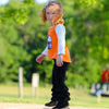 AL Limited Girls Halloween Thanksgiving Orange Pumpkin Top & Black Ruffle Pants Outfit