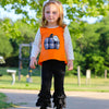 AL Limited Girls Halloween Thanksgiving Orange Pumpkin Top & Black Ruffle Pants Outfit