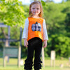 AL Limited Girls Halloween Thanksgiving Orange Pumpkin Top & Black Ruffle Pants Outfit