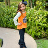 AL Limited Girls Halloween Thanksgiving Orange Pumpkin Top & Black Ruffle Pants Outfit