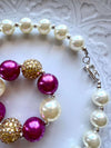 Gold Rose Purple Bubblegum Necklace