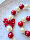 Red Bow White Bubblegum Necklace