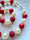 Red Bow White Bubblegum Necklace