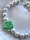 Mint Rose White Pearl Bubblegum Necklace