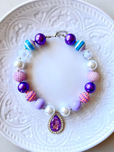 Purple Pink White Bubblegum Necklace