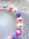 Pink Purple White Bow Bubblegum Necklace