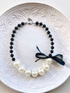 White Black Bow Bubblegum Necklace