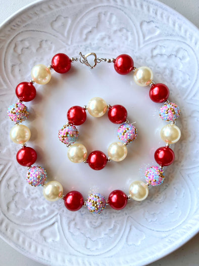 Red White Chunky Necklace