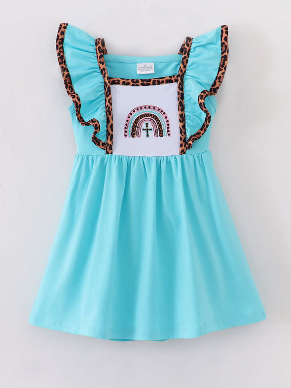 Blue Rainbow Leopard Dress