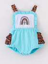 Cross Rainbow Leopard Ruffle Romper
