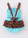 Cross Rainbow Leopard Ruffle Romper