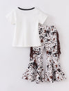 Mooody Cow Print Tassel Bell Bottom Set