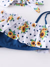 Blue Sunflower One Shoulder 3 pcs Swimsuit Set
