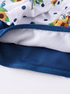 Blue Sunflower One Shoulder 3 pcs Swimsuit Set