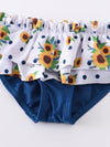 Blue Sunflower One Shoulder 3 pcs Swimsuit Set