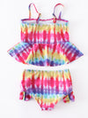 Tie-dye Ruffle Swimsuit Set