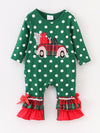Christmas Truck Polka Dots Baby Romper
