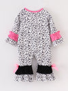 Skull Bow Leopard Baby Onesie