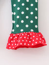 Christmas Tree Polka Dots Girl Ruffle Pant Set