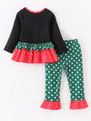 Christmas Tree Polka Dots Girl Ruffle Pant Set