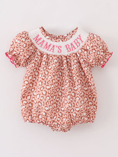 MAMA'S GIRL Leopard Smocked Baby Onesie