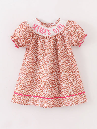 MAMA'S GIRL Leopard Smocked Girl Dress
