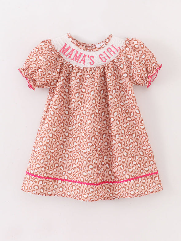 MAMA'S GIRL Leopard Smocked Girl Dress