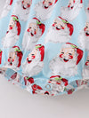 Blue Santa Claus Smocked Baby Onesie