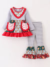 Christmas Candy Cane Ruffle Girl Bell Bottom Set