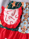 Christmas Candy Cane Ruffle Girl Bell Bottom Set