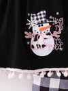 Snowman Plaid Leggings & Scarf 3 Pcs Set