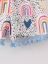 Rainbow Polka Dot Tie Shoulder Ruffle Jumpsuits