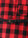 Fad Belted Plaid Shirt Dress With Belt