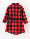 Fad Belted Plaid Shirt Dress With Belt