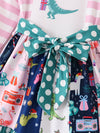 Dinosaur Stripe Dots Ruffle Twirl Dress