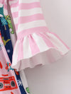 Dinosaur Stripe Dots Ruffle Twirl Dress