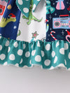 Dinosaur Stripe Dots Ruffle Twirl Dress