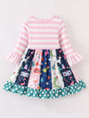 Dinosaur Stripe Dots Ruffle Twirl Dress