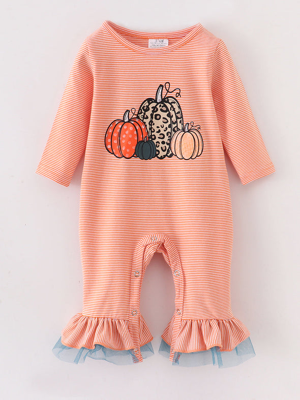 Orange Pumpkin Baby Onesie