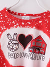 Peace Love Farmlife Red Splatter Fringe Bell Bottom Set