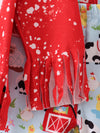 Peace Love Farmlife Red Splatter Fringe Bell Bottom Set